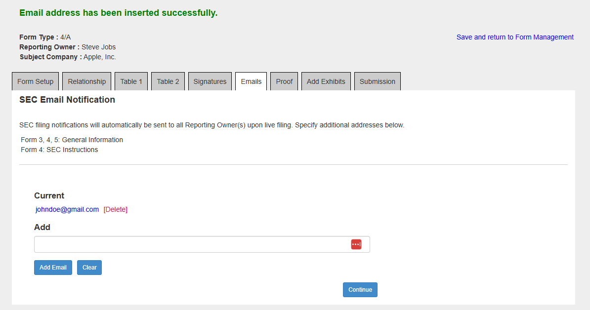 Instant email confirmations